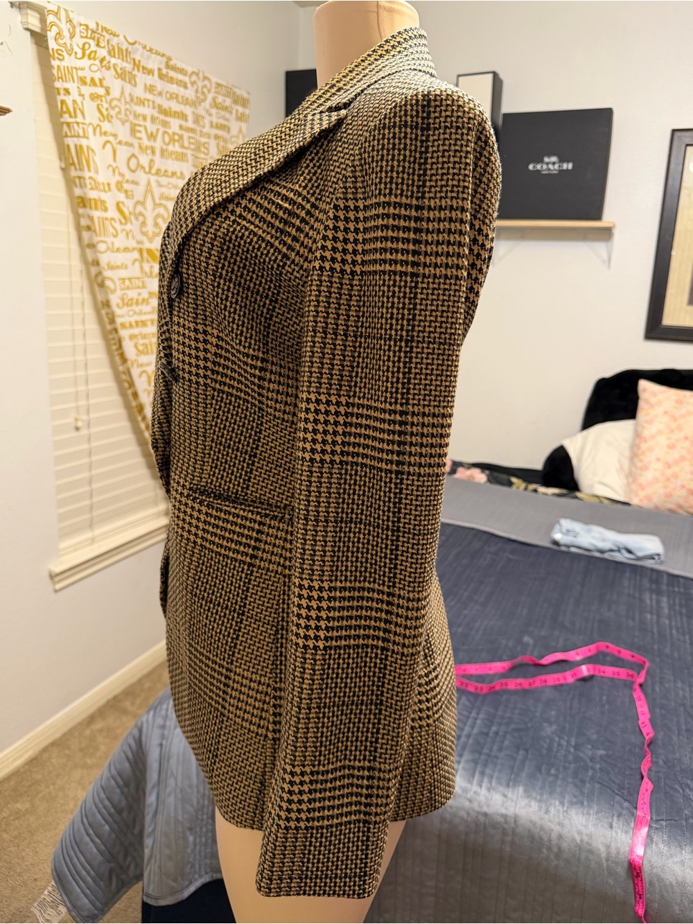 ANTONIO MELANI Houndstooth Double-Breasted Blazer - Brown/Black - Picture 2 of 7